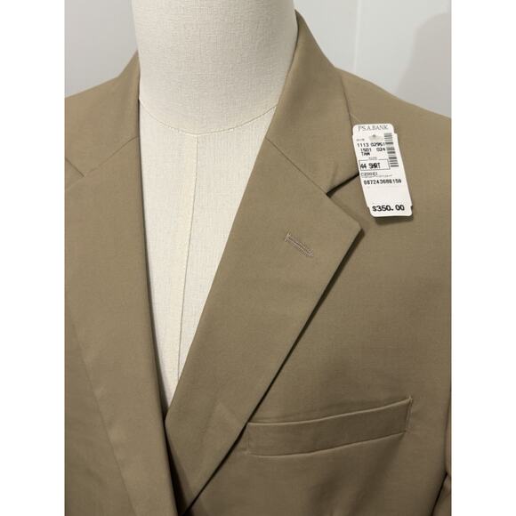 New JoS. A. Bank Tan Suit 44 Short x 39 Pleat Cotton/Poly Spring Weight NWT $350 - Picture 3 of 7